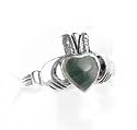 Sterling Silver Malachite Celtic Claddagh Ring (Size 4,5,6,7,8,9)