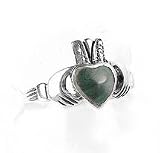 Sterling Silver Malachite Celtic Claddagh Ring (size 4,5,6,7,8,9)