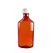 Oval Pharmacy Plastic Bottles with Child-resistant Caps. Amber Color 12oz Pack of 4