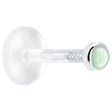 16 Gauge 3 8 Solid 14KT White Gold 2mm Genuine Aventurine Quartz Bioplast Push in Labret