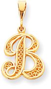 Filagree Script Letter Charm, Yellow Gold