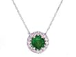 14k White Gold Natural Emerald & Diamond Pendant Ct.tw 0.95