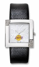 Los Angeles Lakers NBA Womens Glamour Leather Watch