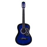 Beginner 38 Inch Blue Acoustic Guitar with Gig Bag and Accessories