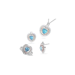 4.40 Cts Swiss Blue Topaz Set in Silver and Gold by