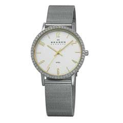 Ladies' Skagen Swarovski Crystal Mesh Watch with White Dial (Model: 922SGS) casio