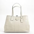 Coach Signature Leather Patent Framed Carryall Bag 15658 White