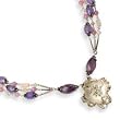 Sterling Silver Lavender Agate/Quartz/Citrine/Amethyst Antiqued Necklace - 16 Inch