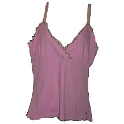 Women's Tommy Hilfiger Sleepwear Shirt Tank Top Pink w/ Green Trim Large