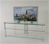 RTA 60 Inch Tempered Glass and Aluminum TV Stand with Wire Management TVM-060