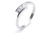 Stainless Steel Womens 3 Stone CZ Ring