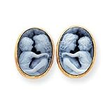 14k Everlasting Love 13x18mm Agate Cameo Earrings