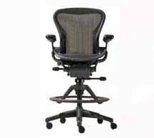 Herman Miller® Aeron Basic Work Stool Graphite - Fixed Arms - No Lumbar Support - Low Height