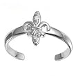 Sterling Silver Fashion Toe Ring - Fleur de Lise with Clear CZs - 2mm Band Width