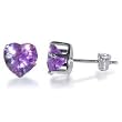 Cubic Zirconia Heart Shaped Sterling Silver Earrings