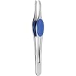 Stainless Steel Slanted Tweezer With Blue Handle 3.5" (Pack of 2)