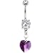 Austrian Crystal Heart February Birthstone Belly Ring