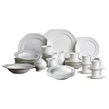 Mikasa Antique White Dinnerware Set, 65 Piece, Service for 12 with Serving Pieces