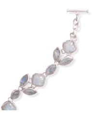 Sterling Silver 8" Extension Rainbow Moonstone Bracelet