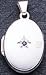 Sterling Silver Blue Synthetic Stone Oval Locket with 20 inch Sterling Silver Chain