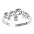 Sterling Silver Fashion Toe Ring - Ribbon with Clear and Green CZs - 2mm Band Width