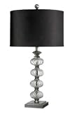 26" Contemporary Silver Glass 3-Way Table Lamp w/ Black Linen Shade
