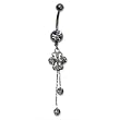 Stainless Steel Belly Ring with Clear Australian Crystals - Dangling butterfly 14g/5mm ball
