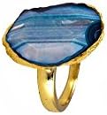 Charlene K Turquoise Agate Quartz Gemstone 24K Gold Plated Adjustable Ring