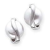 14k White Gold 10mm White Pearl Earrings
