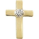 14K White Gold Cross Lapel Pin W/Diamond