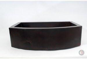 Ambiente-33" Copper Handmade Kitchen Farmhouse Round Apron Single Well Plain Sink