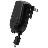 Cellet Black Retractable Travel Charger for Phones With Micro USB Charging Port