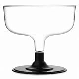 Disposable Margarita Glasses Black 6.3oz / 180ml - Sleeve of 12 | 18cl Plastic Margarita Glasses, Disposable Plastic Cocktail Glasses