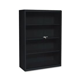 TENNSCO Executive Steel Bookcase w  Glass Drs, 4 Shelves, 36w x 15d x 52h, Black