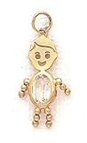 14k 3x5mm Boy April Birthstone CZ Gold Face Pendant