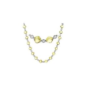 1.00 Ct Diamond and 200.00 Cts Lemon Citrine Necklace in 14K White Gold by