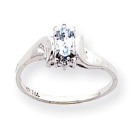14k White Gold .01ct Diamond and Aquamarine Birthstone Ring - JewelryWeb