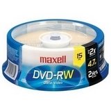 Maxell 635117 4.7 GB Rewritable DVD-RW Spindle (15 Pack)