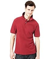 2" Longer Blue Harbour Pure Cotton Short Sleeve Polo Shirt with Stay New™