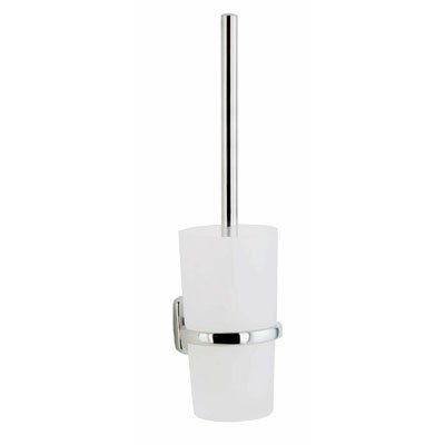 Cabin Wallmounted Toilet Brush With Frosted Glass Container - Polished Chrome CK333