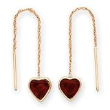 14k 6.25mm Garnet Heart Threader Earrings