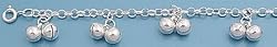 Sterling Silver Adjustable Anklet - Bells in Pair