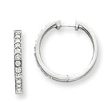 14k White Gold Diamond Hoop Earrings