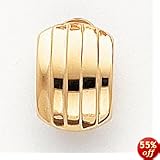 14k Yellow Gold Ribbed Non-Pierced Earrings