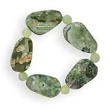 Rhyolite & New Jade Stretch Bracelet- 8 IN