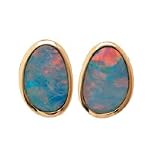 Opal Doublet Fashion Earrings in 14K Yellow Gold