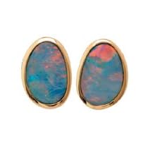 14kt. Yellow Gold, Opal Doublet Earrings by Fred Meyer Jewelers