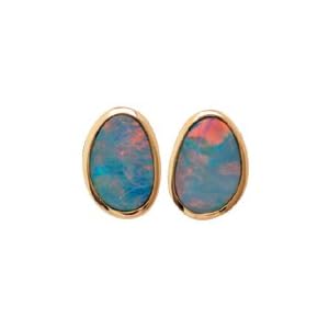 Opal Doublet Fashion Earrings in 14K Yellow Gold by