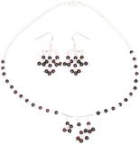 Jewelry Gifts Earring & Necklace Sets Sterling Silver & Garnet Gemstones (gnklcs295)