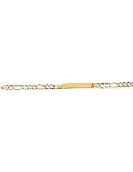 6mm 14k White Pave Large Figaro ID Bracelet 8"